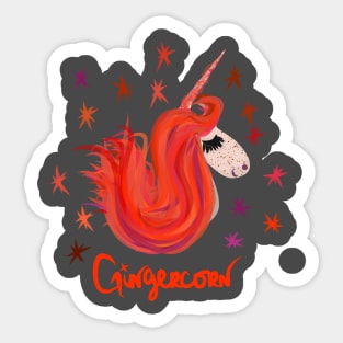 The Adventures of Gingercorn, the Freckled Face, Redheaded Unicorn Sticker